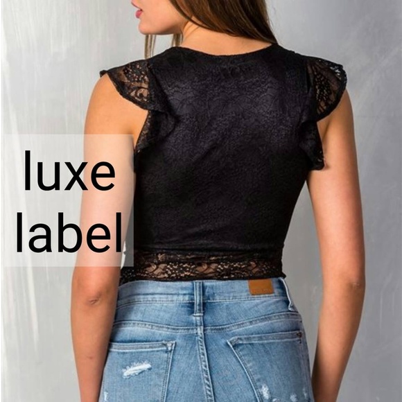 Lace-Up Plunge Black Floral Lace Bodysuit - Picture 4 of 5